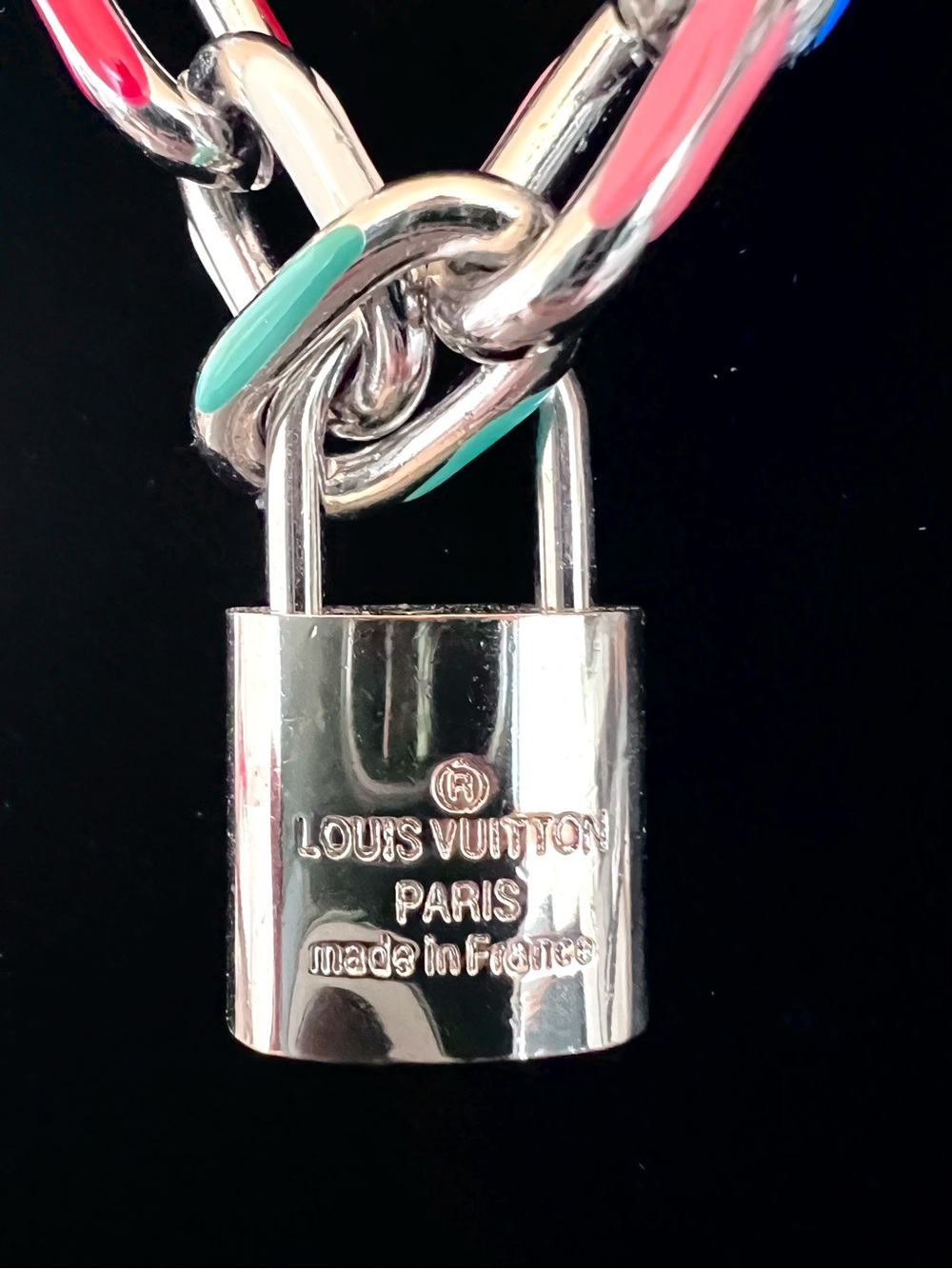 Louis Vuitton silver #318 lock generic brand chain Necklace up cycled repurposed - Picture 3 of 5